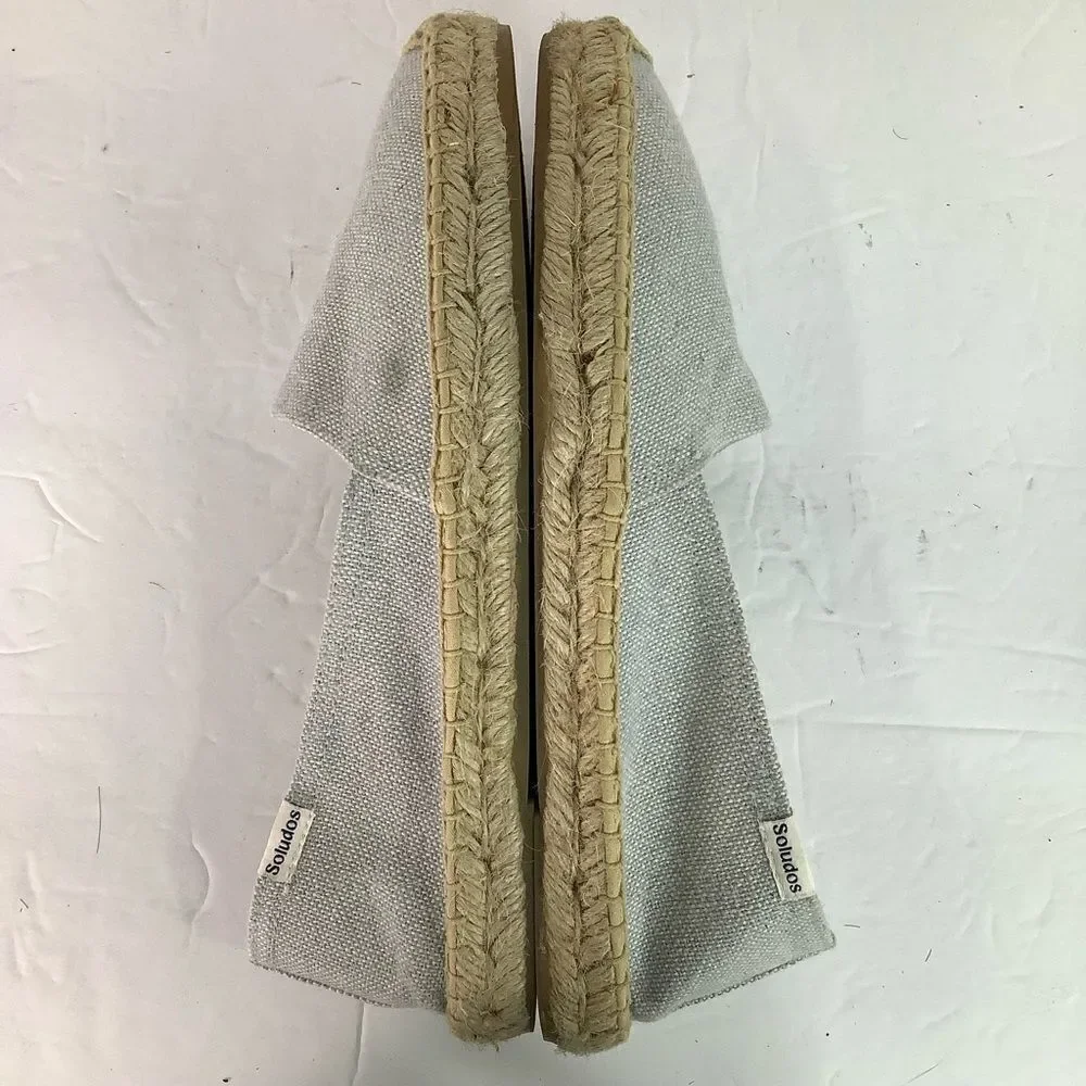 Soludos Almond Toe Platform Espadrille Slip On Gray Textile Canvas Women Sz 8.5